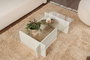 Nordure Mesa de Centro Flavio - Madera Blanca con Cristal Templado y Tablero Melamina 105x30x65cm